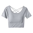 thumbnail image 1 of vdgthytj Workout Crop Tops for Women Crew Neck Back Criss Cross Sports Yoga Shirts Plus Size Summer Short Sleeve Blouse, 1 of 5