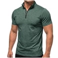 thumbnail image 1 of vdgthytj Workout Shirts for Men Short Sleeve Quarter Zip Neck Lightweight Breathable Solid Gym Athletic Pullover, 1 of 7