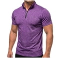 thumbnail image 1 of vdgthytj Workout Shirts for Men Short Sleeve Quarter Zip Neck Lightweight Breathable Solid Gym Athletic Pullover, 1 of 7