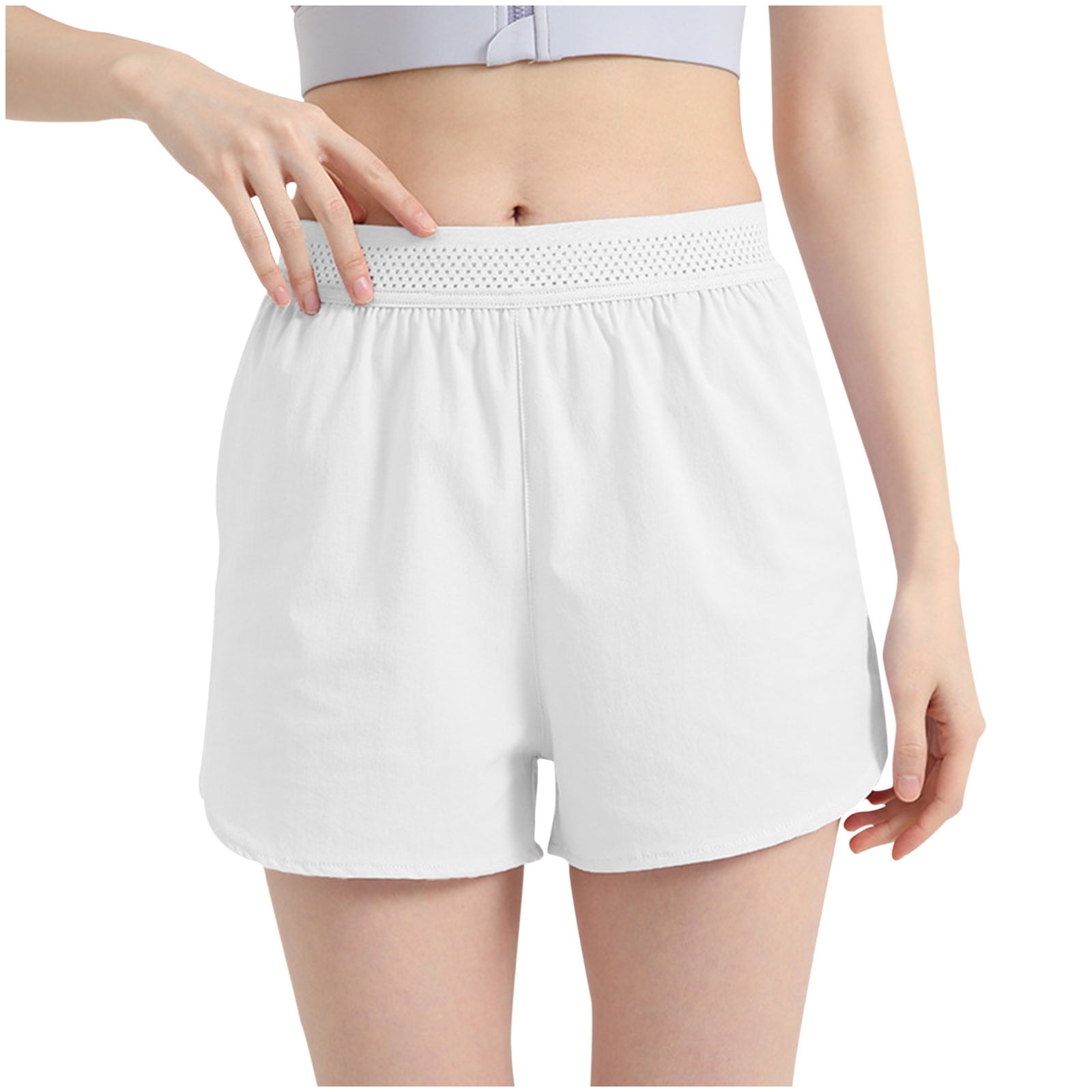 vdgthytj Workout Shorts Womens 2 in 1 High Waisted Elastic Shorts Mesh