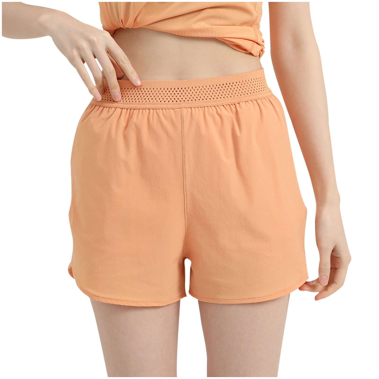 vdgthytj Workout Shorts Womens 2 in 1 High Waisted Elastic Shorts Mesh