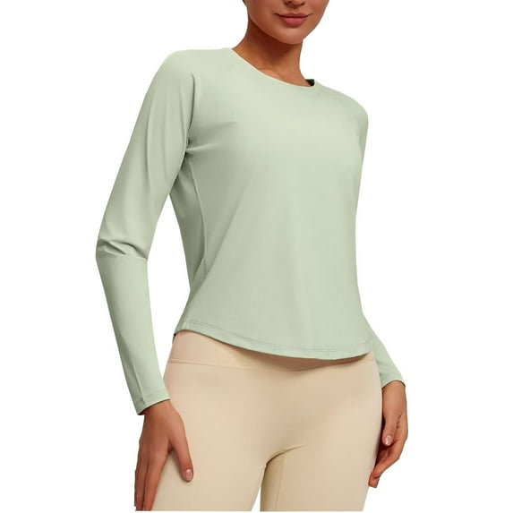 vdgthytj Workout Tops for Women Long Sleeve Casual Breathable Sports Top Gym Yoga Athletic Running Shirts