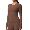 thumbnail image 1 of vdgthytj Workout Tops for Women Long Sleeve Quick Dry Crew Neck Slim Fitted Basic Yoga Gym Athletic Tops, 1 of 7