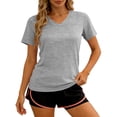 thumbnail image 1 of vdgthytj Workout Tops for Women Short Sleeve Quick Dry V-Neck T Shirt Loose Fitted Lightweight Summer Gym Athletic Basic Tops, 1 of 6