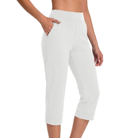 vdgthytj Yoga Capris for Women High Waist Belly Control Skinny Summer Causal Running Gym Athletic Capris with Pockets
