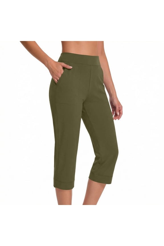 Yoga Capris for Women High Waist Belly Control Skinny Summer Causal Running Gym Athletic Capris with Pockets