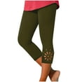 thumbnail image 1 of vdgthytj Yoga Capris for Women Stretchy Slim Fitted Elastic Waist Leggings Petal Hollow out Summer Athletic Capris, 1 of 5