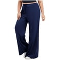 thumbnail image 1 of vdgthytj Yoga Pants Women Plus Size Wide Leg Drawstring Waist Loose Soft Running Athletic Trousers(X-Large,Navy), 1 of 2