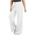 thumbnail image 1 of vdgthytj Yoga Pants Women Plus Size Wide Leg Drawstring Waist Loose Soft Running Athletic Trousers(X-Large,White), 1 of 2