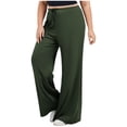 thumbnail image 1 of vdgthytj Yoga Pants Women Plus Size Wide Leg Drawstring Waist Loose Soft Running Athletic Trousers(XX-Large,Army Green), 1 of 2