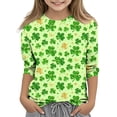 thumbnail image 1 of vdgthytj kids St. Patrick's Day Shirts boy girl Clover Shamrock 3/4 Sleeve Tops Casual Holiday Graphic Blouses, 1 of 6