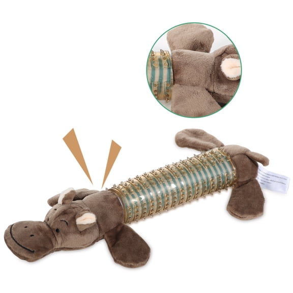 vecelo Plush Pet Toys with Soft, Durable Fabric for Small, Medium, and Large Pets, No Stuffing for Indoor and Outdoor Play, Supports Active Biting and Play - Hippo Middle, Brown