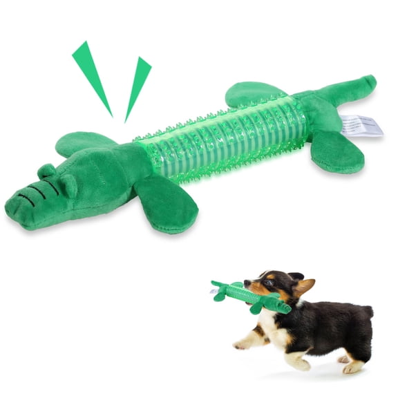 vecelo Plush Pet Toys with Soft, Durable Fabric for Small, Medium, and Large Pets, No Stuffing for Indoor and Outdoor Play, Supports Active Biting and Play - Hippo Middle, Green