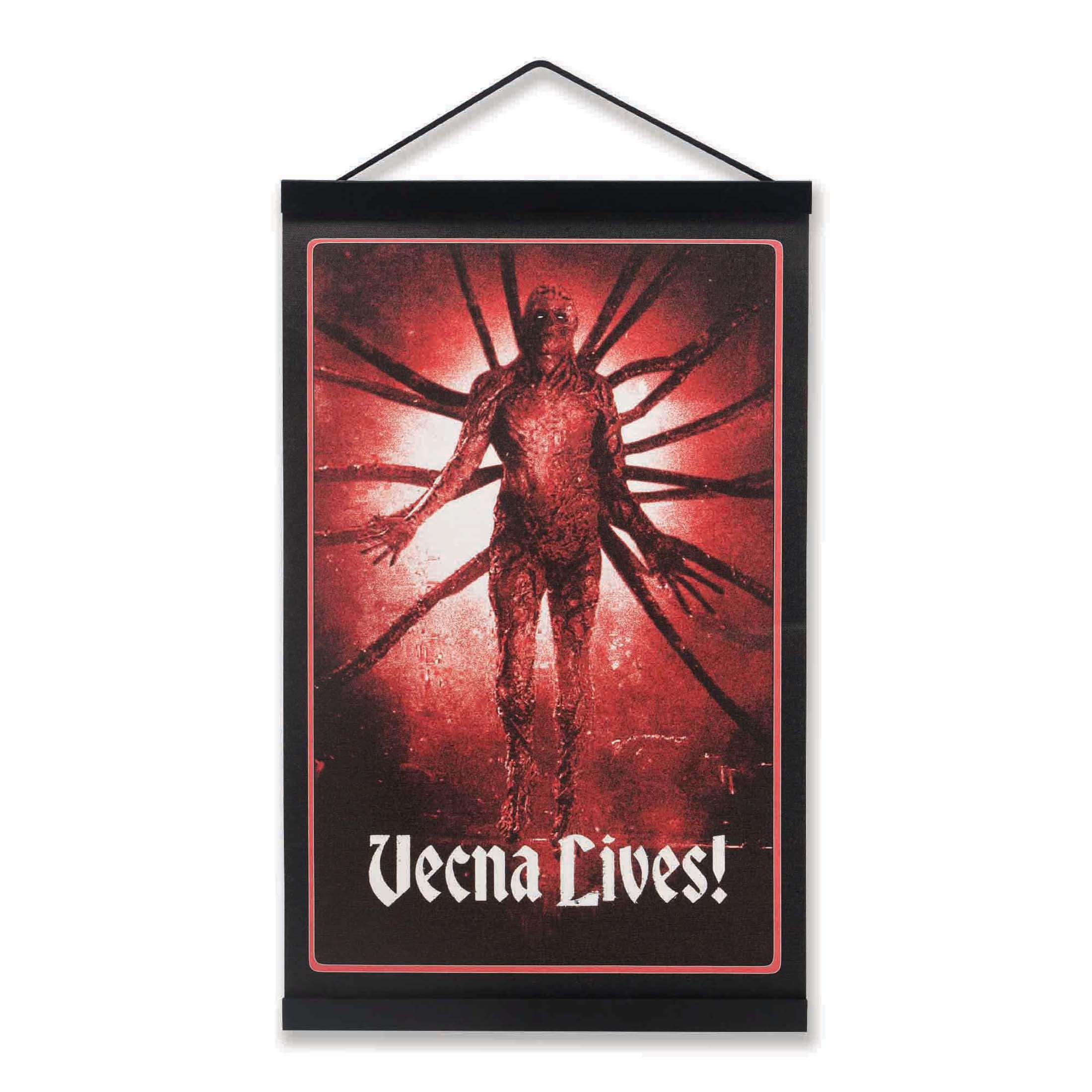 Stranger Things Vecna At Long Last Canvas Banner with Wood Slats and Black Rope Hanger 20"
