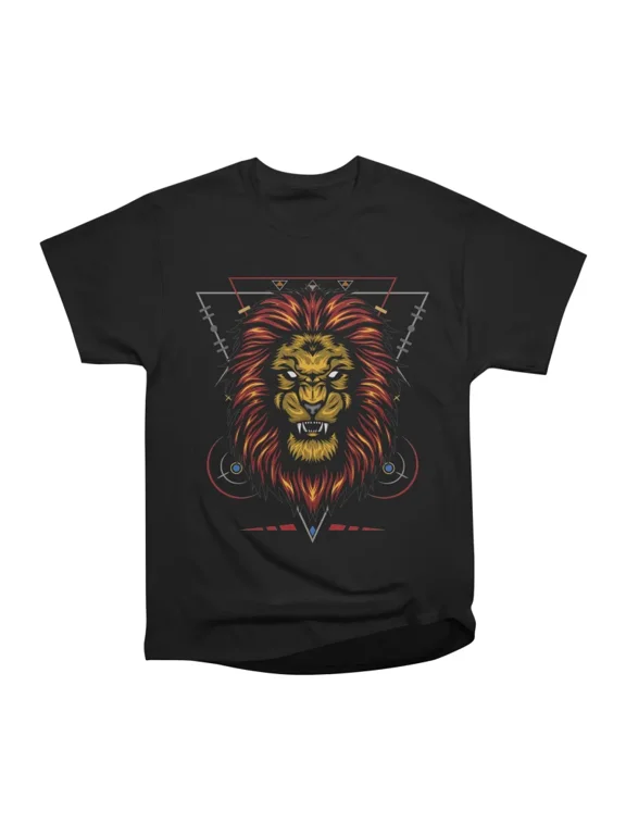 vector lion head with ornament background T-Shirt Tee Gift For Him Merch For Her Apparel F