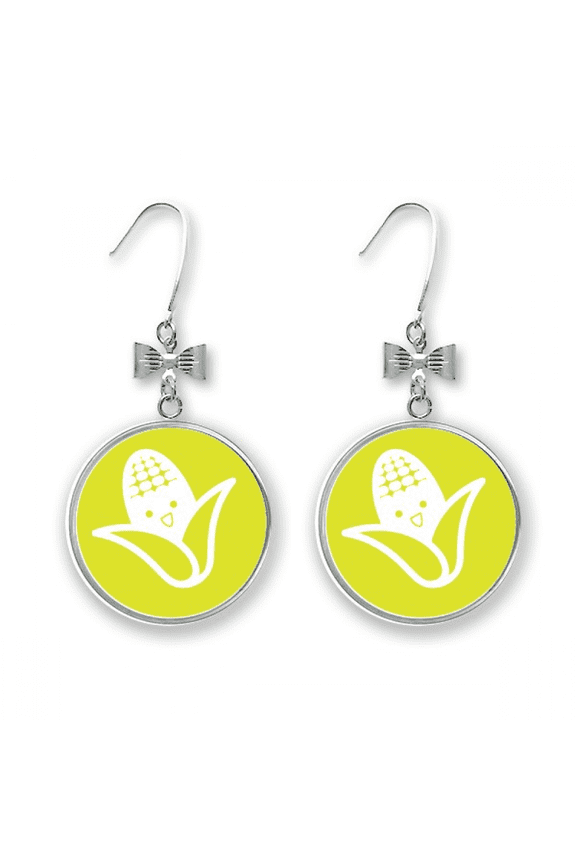 vegetable expression happy corn body bow earrings drop stud pierced hook