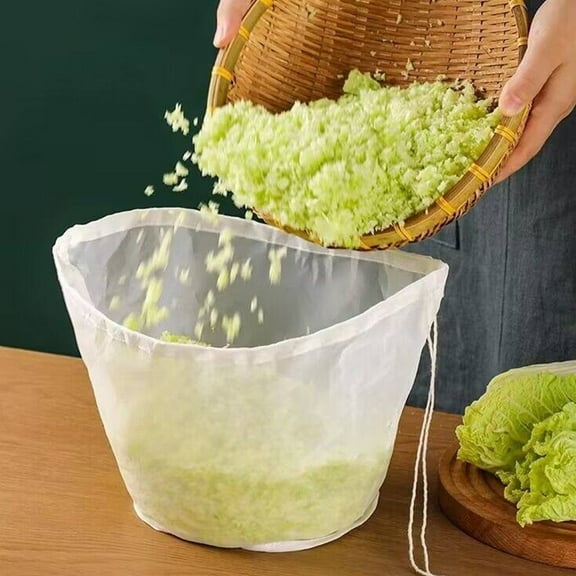 Nylon Squeezing Bag | Fine Mesh Dumpling Squeezer & Vegetable Filling Strainer | Multi-Purpose Wine Filter Soy Milk Dehydrator | Flexible Durable Cloth | 1 Pc | 11.42x7.09 in | White