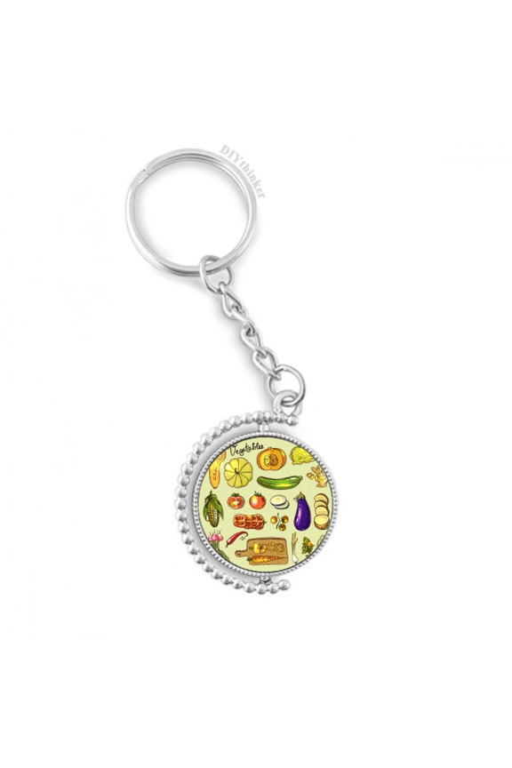 vegetables eggplant pumpkin ginger rotatable keyholder disc accessories chain clip