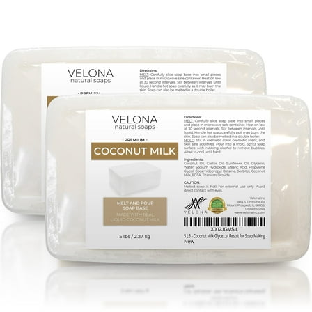 velona 10 LB - Coconut Milk Glycerin Soap Base SLS/SLES Free | Melt and Pour | Natural Bar for The Best Result for Soap Making