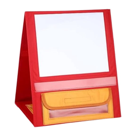 veloris Desktop Pocket Chart Stand Dry Erase Portable Reusable Foldable Table Top White Red