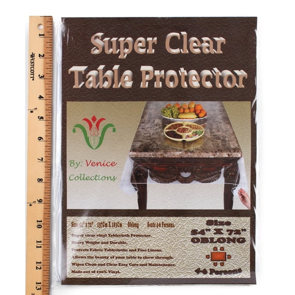 venice collections super clear extra heavy duty, durable 100% vinyl tablecloth protector & table cover size 54 x 72 inches oblong
