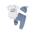 vera natura Baby Boy Summer Outfits, Letter Print Short Sleeve Romper