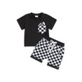 thumbnail image 1 of vera natura Baby Boys Shorts Set, Short Sleeve Crew Neck T-shirt with Plaid Shorts Summer Outfit, 1 of 9