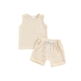 thumbnail image 1 of vera natura Baby Boys Shorts Set, Sleeveless Tank Top with Elastic Waist Shorts Solid Summer Outfit, 1 of 8