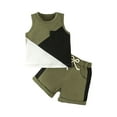 thumbnail image 1 of vera natura Baby Boys Summer Set, Sleeveless Tank Tops + Elastic Waist Shorts Contrast Color 2 Piece Outfits, 1 of 9