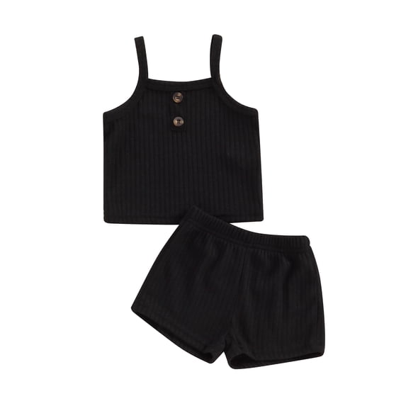 vera natura Baby Girl 2Pcs Summer Outfits Sleeveless Button Front Cami Tops + Shorts Set Infant Clothes