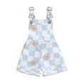 thumbnail image 1 of vera natura Baby Girl Overalls Shorts Checkerboard Floral Print Summer Sleeveless Romper Jumpsuit, 1 of 8