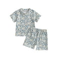 thumbnail image 1 of vera natura Baby Girl Summer Outfits Short Sleeve Floral/Bow/Fruit Print Tops + Shorts Set Toddler 2Pcs Clothes, 1 of 8