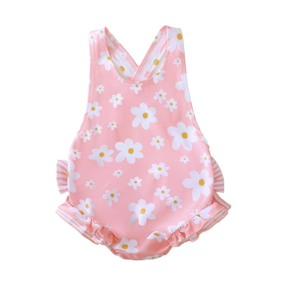vera natura Baby Girl Tankini Swimsuits Summer Floral Print Sleeveless Swimwear for Toddler Bathing Suits Beachwear