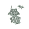 thumbnail image 1 of vera natura Baby Girls Shorts Set, Spaghetti Straps Pleated Flower Print Camisole with Shorts and Hairband Summer Outfit, 1 of 9