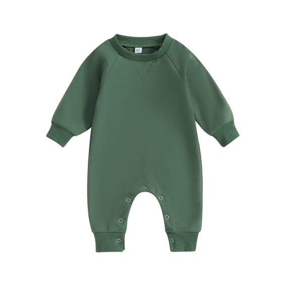 vera natura Baby Jumpsuit, Long Sleeve Crew Neck Solid Color Fall Romper Clothes for Boys Girls