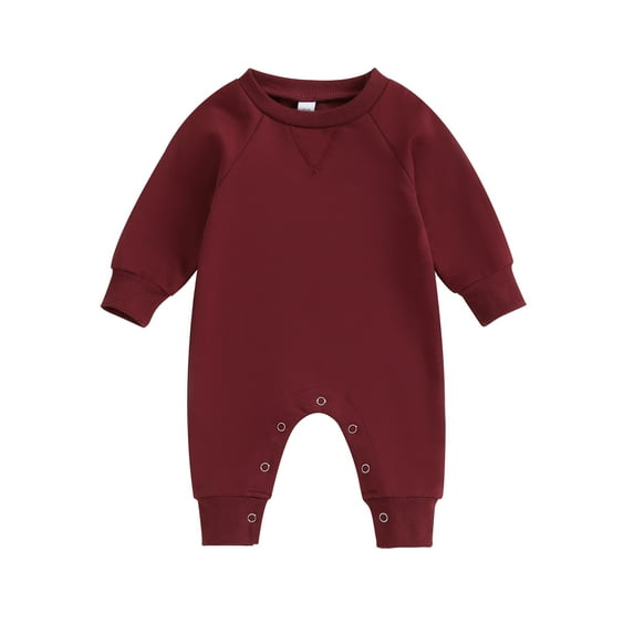 vera natura Baby Jumpsuit, Long Sleeve Crew Neck Solid Color Fall Romper Clothes for Boys Girls