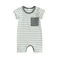 thumbnail image 1 of vera natura Baby Jumpsuit, Short Sleeve Crew Neck Striped Summer Romper Clothes for Girls Boys, 1 of 9