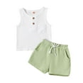 thumbnail image 1 of vera natura Baby Kids Boys Shorts Set, Button Closure Tank Top with Elastic Waist Shorts Summer Outfit, 1 of 9