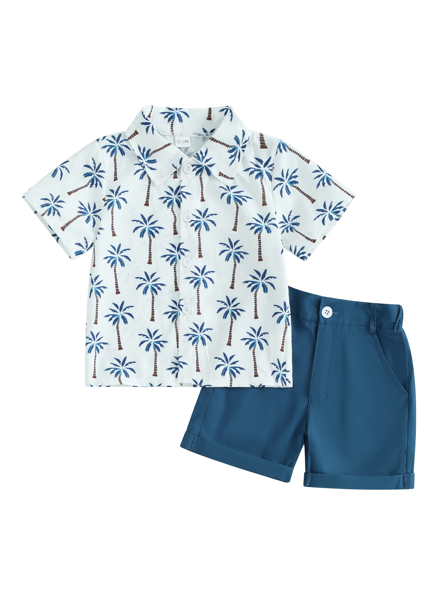 vera natura Baby Kids Boys Shorts Set, Short Sleeve Tree/Leaves Print ...