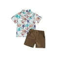 thumbnail image 1 of vera natura Kids Boys Summer Outfits Dinosaur Print Turn-Down Collar Short Sleeve Shirts and Shorts 2Pcs Clothes Set, 1 of 8