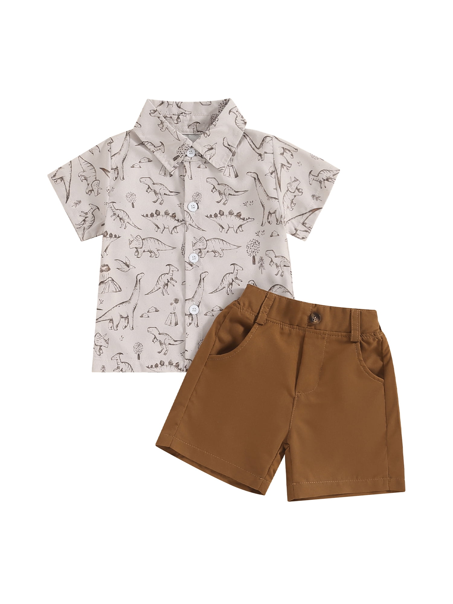 Children's Dinosaur Print Elastic Waist Shorts main image 1