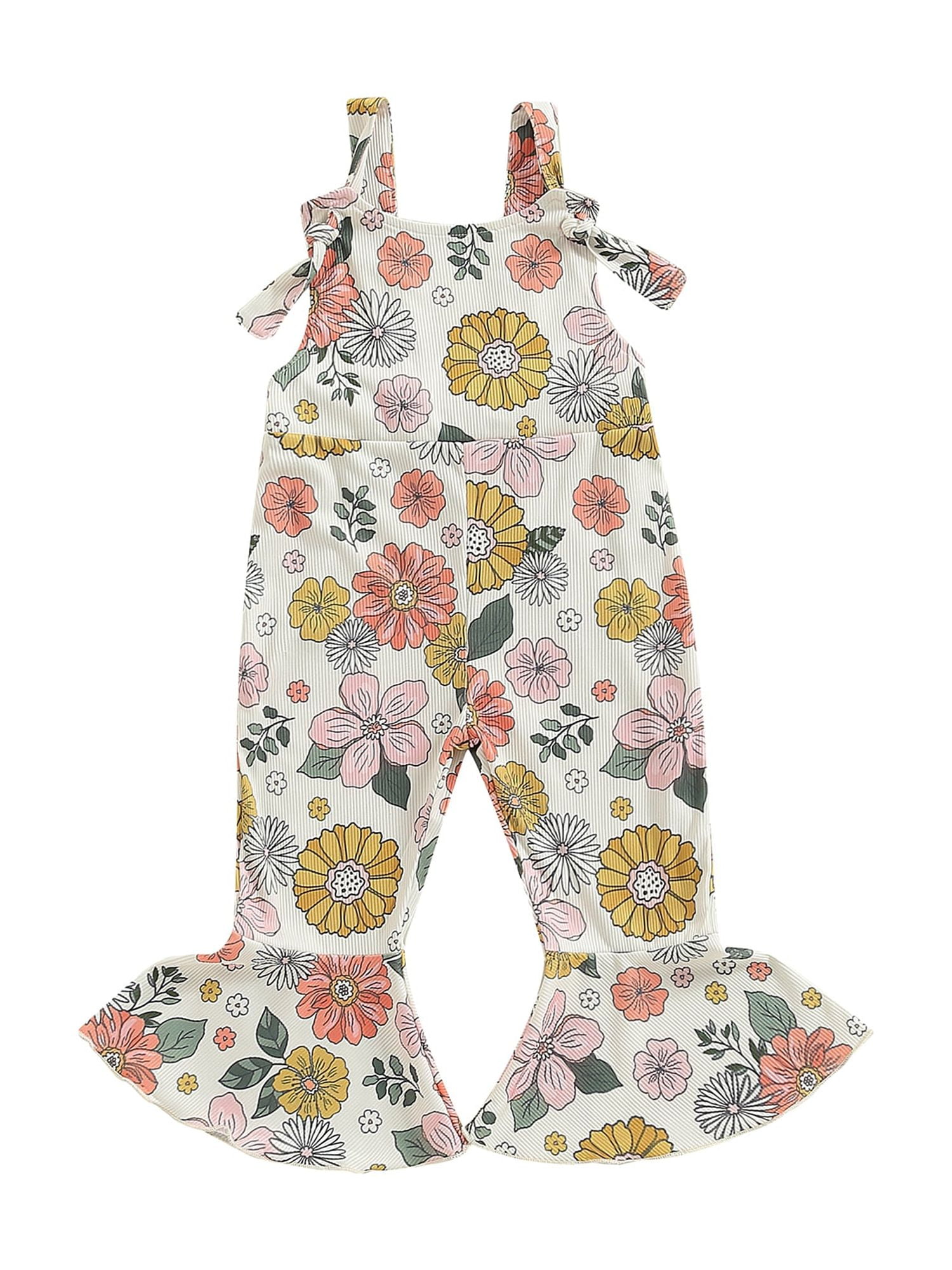 vera natura Little Girl Summer Romper Casual Knotted Straps Floral ...