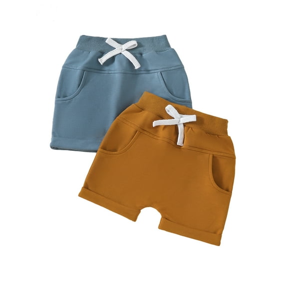 vera natura Toddler Boy Casual Shorts Solid Color Elastic Waist Pull On Short Pants with Pockets