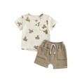thumbnail image 1 of vera natura Toddler Boy Summer Outfit Bear Print Short Sleeve Pocket Tops with Solid Color Shorts 2 Pcs Clothes, 1 of 9