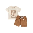 thumbnail image 1 of vera natura Toddler Boys Summer Shorts Sets Short Sleeve Letter Print Tops and Drawstring Shorts Sets, 1 of 9