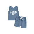 thumbnail image 1 of vera natura Toddler Boys Summer Shorts Sets Sleeveless Letter Print Tank Tops and Solid Color Shorts Sets, 1 of 8