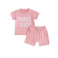 vera natura Toddler Girl Summer Outfit Letter Print Short Sleeve T