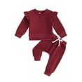 thumbnail image 1 of vera natura Toddler Girls Fall Outfits Pattern Side Slit Long Sleeve Sweatshirts Elastic Waist Pants 2Pcs Fall Clothes Set, 1 of 8