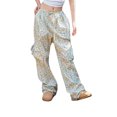 thumbnail image 1 of vera natura Women Baggy Pants Drawstring Waist Wide Leg Floral Pants Multiple Pockets Cargo Trousers, 1 of 5