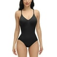 thumbnail image 1 of vera natura Women Sleeveless Shapewear Bodysuit Solid Color V-neck Butt Lifter Tummy Control Stretch Waist Trainer, 1 of 3